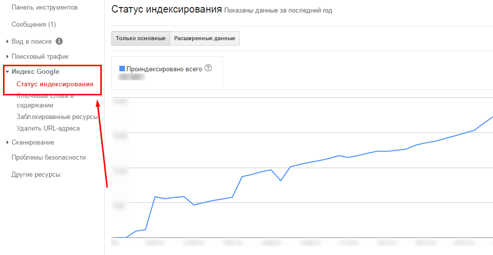 Панель индексации. Google статусы. Как выглядит индексация в ВЕБОФСАЙНС.